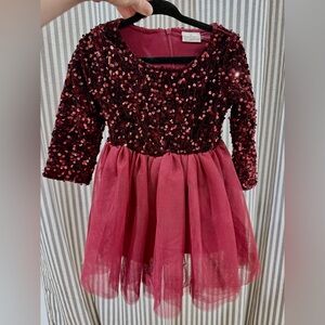 Burgundy Sequin & Tulle Holiday Dress